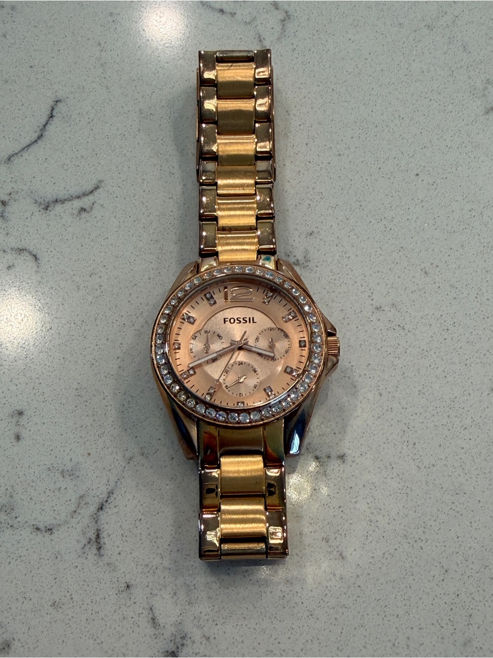 Fossil Rose Gold Crystal Bezel Women’s Watch